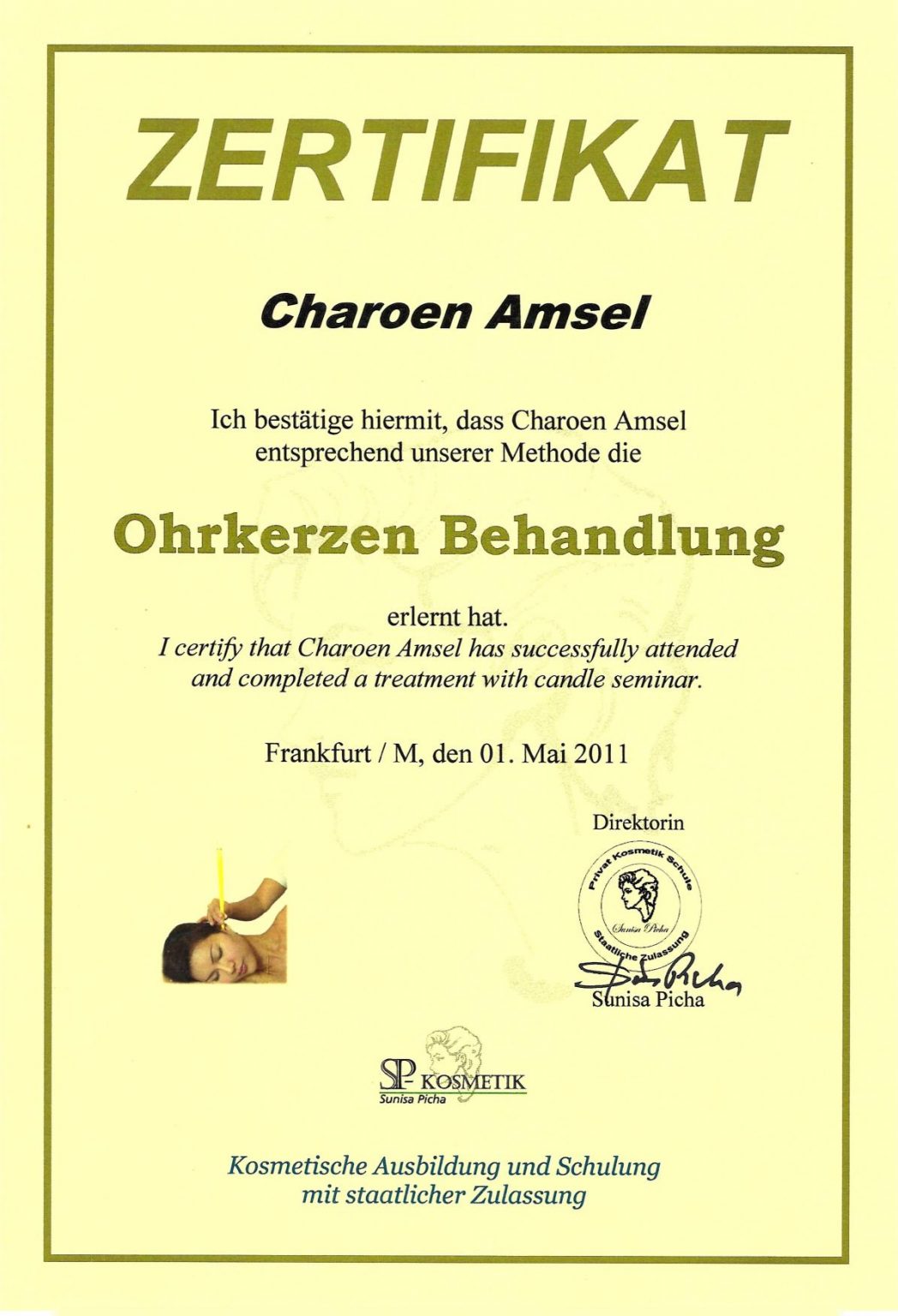 Ohrkerzen Zertifikat