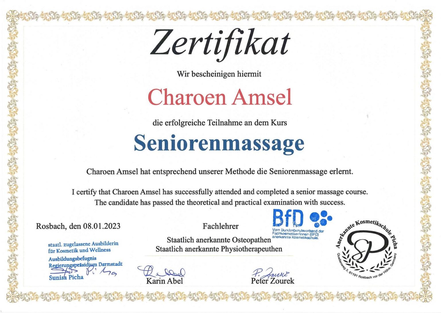 Seniorenmassage Zertifikat